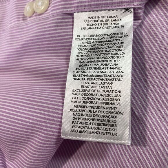 LRL RALPH LAUREN Button Shirt Classic Fit Stretch Long Sleeve Pocket Men 18 Pink - Picture 10 of 11